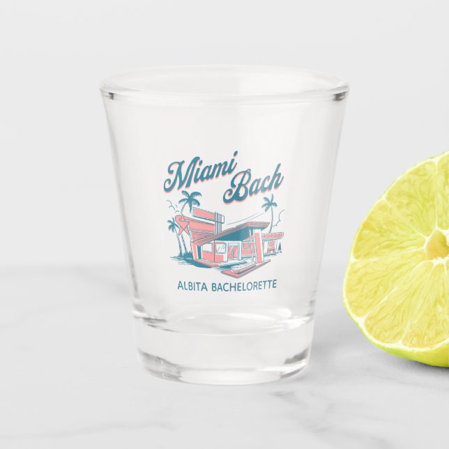 tropical miami beach bachelorette party shot glass (Front)