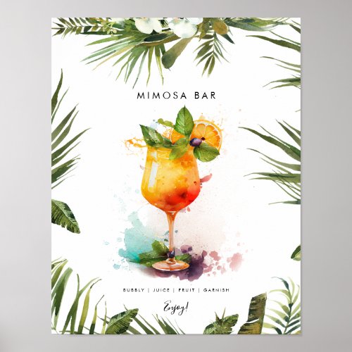 tropical mimosa cocktail bar menu sign