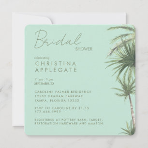 Tropical Mint Bridal Square Rounded Shower  Invitation