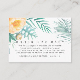 Tropical Mint Floral Baby Shower Book Request Enclosure Card