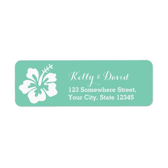 Tropical Mint Green Hibiscus Flower Return Address Label (Front)