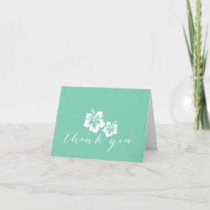 Tropical Mint Green Hibiscus Flowers Thank You Card