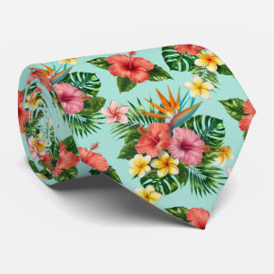 Tropical Mixed Flower Garden Pattern Neck Tie