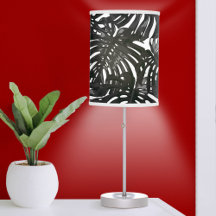 Tropical Modern Black White Jungle Leaves
