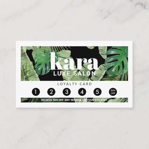 Tropical Modern Boutique Salon Black Loyalty Card