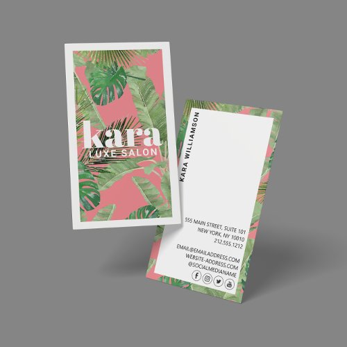 Tropical Modern Boutique Salon Designer Pink Business Card