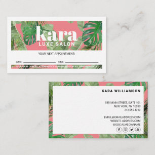 Tropical Modern Boutique Salon Pink Appointment Loyalty Card