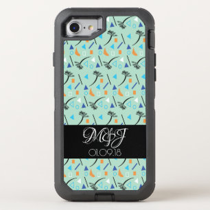 Tropical Modern Collage Palm Trees Geo OtterBox Defender iPhone SE/8/7 Case