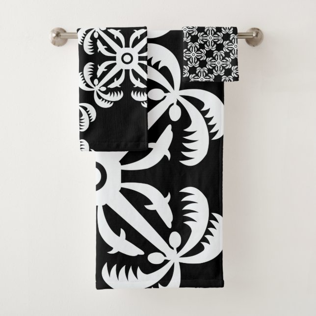 tropical modern contemporary hawaiian quilt bath t bath towel set (Insitu)