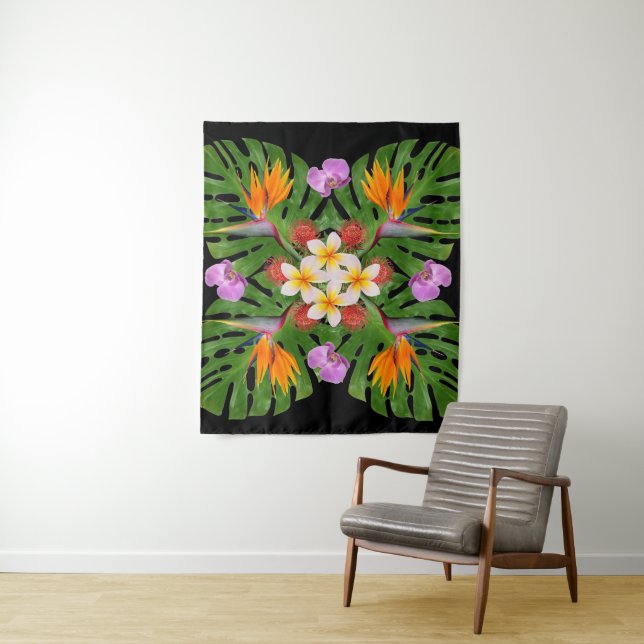 tropical modern contemporary hawaiian quilt tapestry (In Situ)