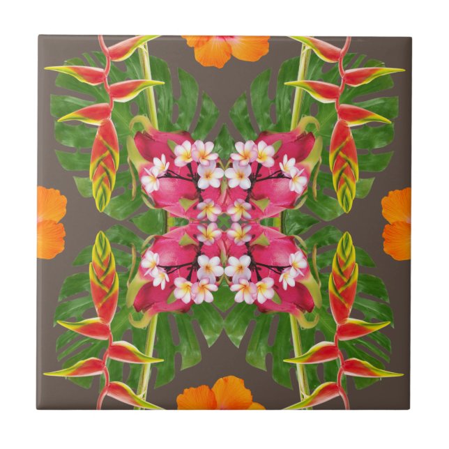 tropical modern contemporary hawaiian quilt tile (Front)