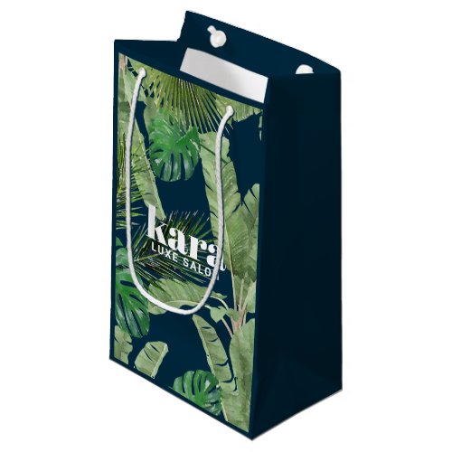 Tropical Modern Designer Navy Small Gift Bag
