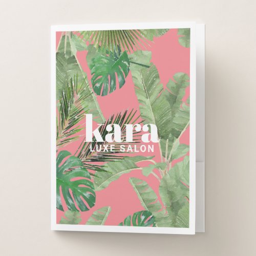 Tropical Modern Designer Pink Pocket Folder