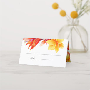 Tropical modern floral folded place card