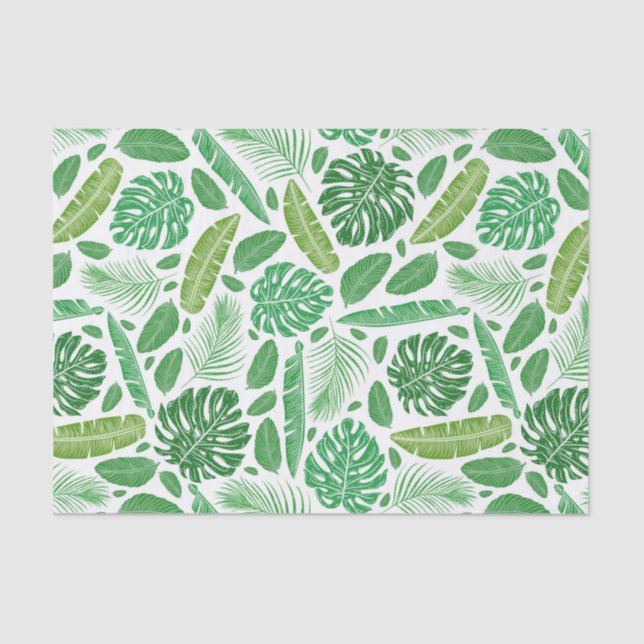 Tropical modern green leafs pattern tissue paper (Front)