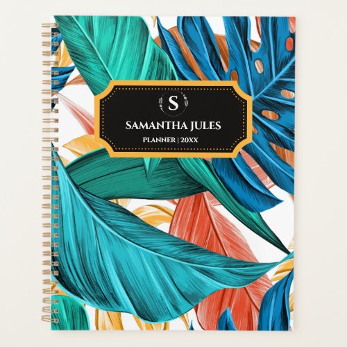 Tropical Modern Green Palm Leaves Beach Coastal  Planner