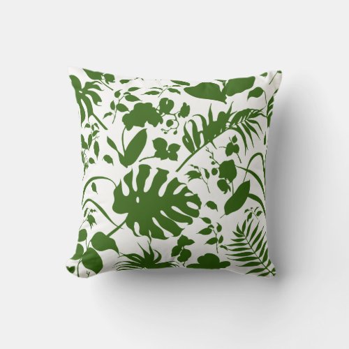 Tropical Modern Green Palm Leaves Beach Coastal Th Throw Pillow