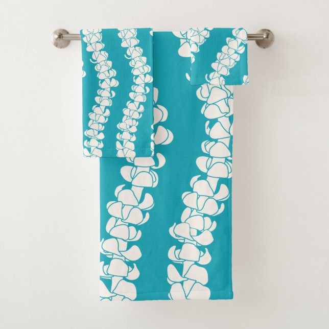 tropical modern hawaiian puakenikeni lei bath towel set (Insitu)