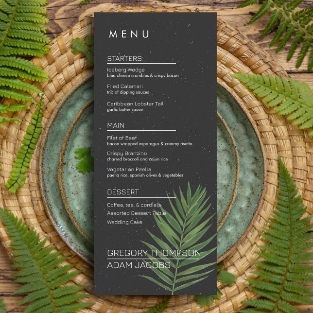 Tropical Modern Minimalist Starry Palm Wedding Menu (Creator Uploaded)