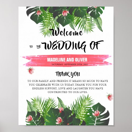 Tropical Modern Music  Festival  Wedding Welcome Poster