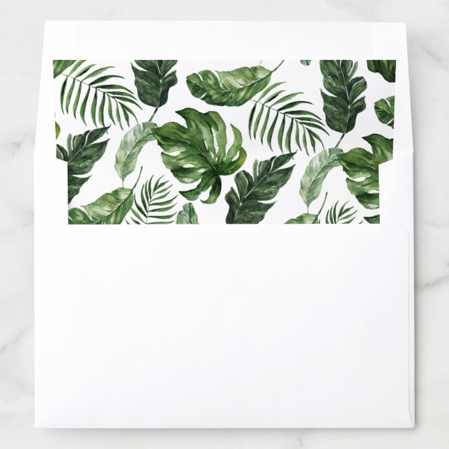 Tropical Modern Palm Banana Leaf Greenery Envelope Liner (In Envelope)