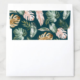 Tropical Modern Palm Leaf Blush Gold Wedding Envelope Liner