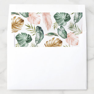Tropical Modern Palm Leaf Blush Gold Wedding Envelope Liner