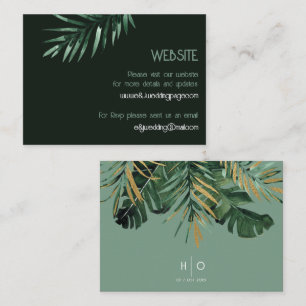 Tropical modern Palm leaves green Wedding Website Business Card