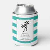 Tropical Modern Palm Trees Wedding Favor Can Cooler (Can Front)