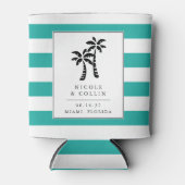 Tropical Modern Palm Trees Wedding Favor Can Cooler (Front)