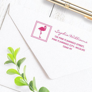 Tropical Modern Pink Flamingo Return Address Self-inking Stamp