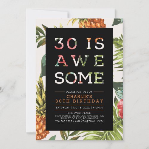 Tropical Modern Typography 30th Birthday Party