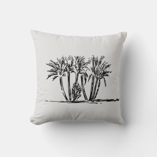 Tropical Modern Vintage Palm Tree Beach Coastal  Throw Pillow