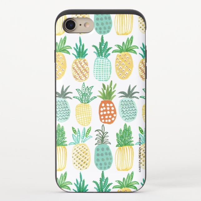 Tropical Modern Yellow Pineapple pattern Summer Uncommon iPhone Case (Back)