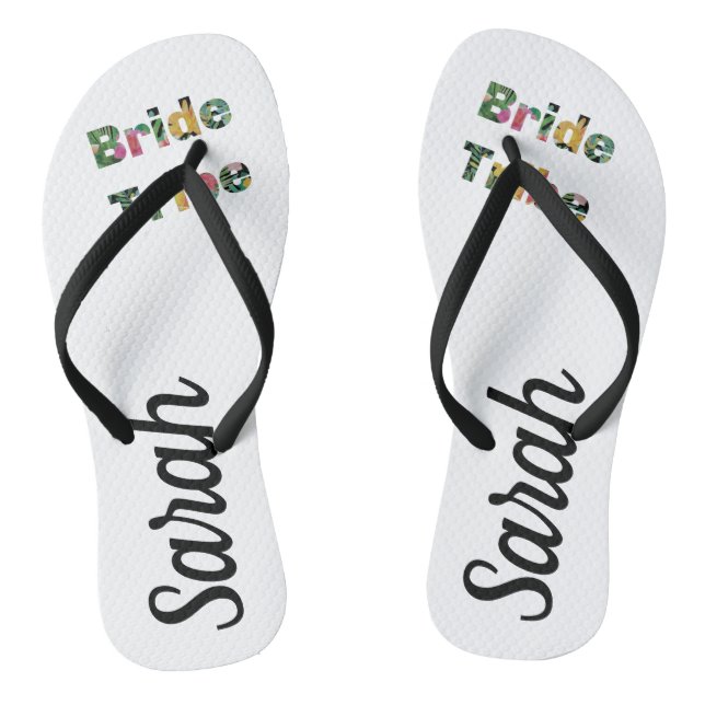 Tropical Monogram Bridesmaid Flip Flops (Footbed)