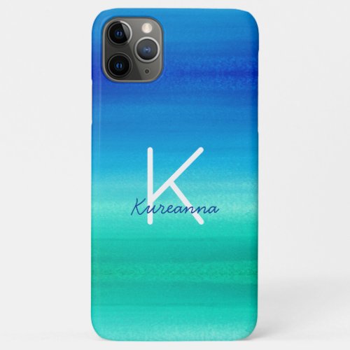 Tropical Monogram Neon Beachy Blue Green iPhone 11 Pro Max Case
