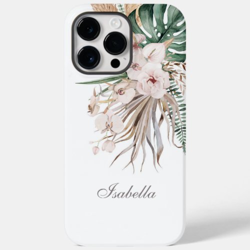 Tropical Monstera and Orchid Custom Name Case_Mate iPhone 14 Pro Max Case