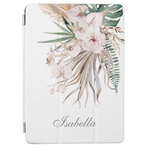 Tropical Monstera and Orchid Custom Name iPad Air Cover