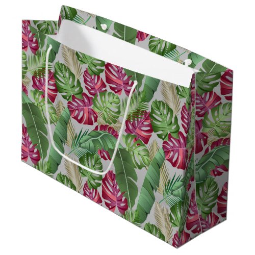 Tropical Monstera and Palm Leaves Large Gift Bag