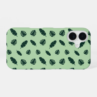 Tropical Monstera and Palm Leaves Seamless Pattern iPhone 16 Case