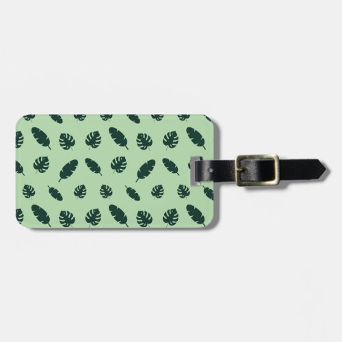 Tropical Monstera and Palm Leaves Seamless Pattern Luggage Tag