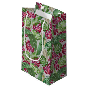 Tropical Monstera and Palm Leaves Small Gift Bag