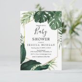 Tropical Monstera Baby Shower Invitation Card (Standing Front)