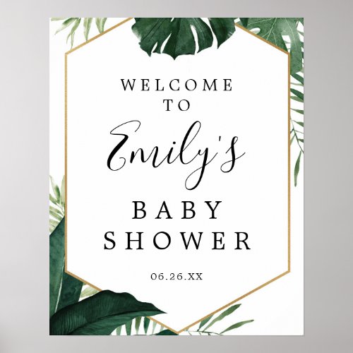 Tropical Monstera Baby Shower Welcome Sign