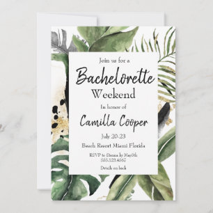 Tropical Monstera Bachelorette Party Invitation