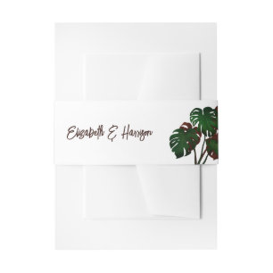 Tropical Monstera Beach Wedding Invitation Belly Band