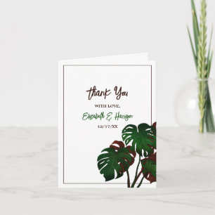 Tropical Monstera Beach Wedding Thank You Card