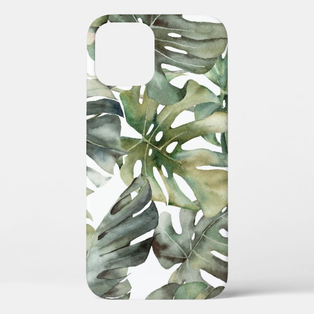 Tropical Monstera Big Watercolor Pattern Case-Mate iPhone Case (Back)
