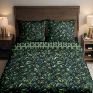 Tropical Monstera Botanic Green Jungle Reversible Duvet Cover