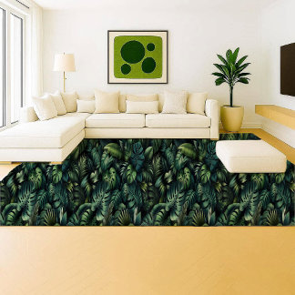 Tropical Monstera Botanical Green Jungle Area Rug